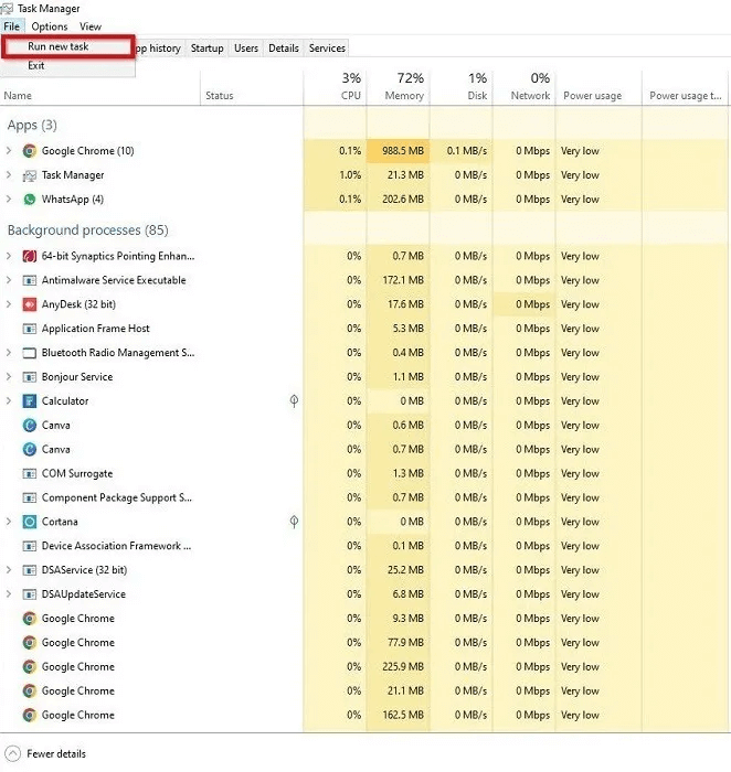 Fix-Black-Screen-of-Death-Run-New-Task.jpg كيفية إصلاح شاشة الموت السوداء في Windows
