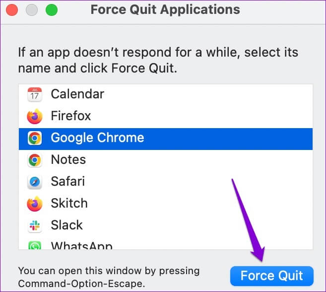 Force-Quit-Chrome-on-Mac 8 أفضل إصلاحات لعدم تحميل Facebook في Google Chrome على Mac و Windows