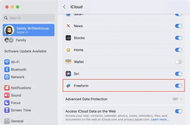 Freeform-Mac-Enable-iCloud-609x400.jpg كيفية استخدام تطبيق Apple Freeform على iPhone و iPad و Mac