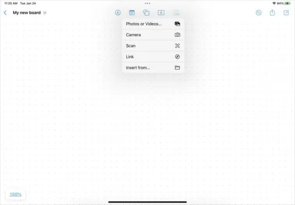 Freeform-iPad-Add-Media-575x400.jpg كيفية استخدام تطبيق Apple Freeform على iPhone و iPad و Mac