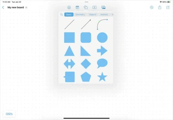 Freeform-iPad-Add-Shape-575x400.jpg كيفية استخدام تطبيق Apple Freeform على iPhone و iPad و Mac