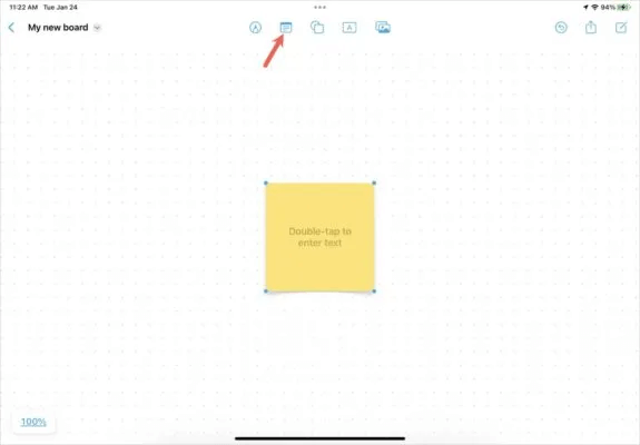 Freeform-iPad-Add-Sticky-Note-575x400.jpg كيفية استخدام تطبيق Apple Freeform على iPhone و iPad و Mac