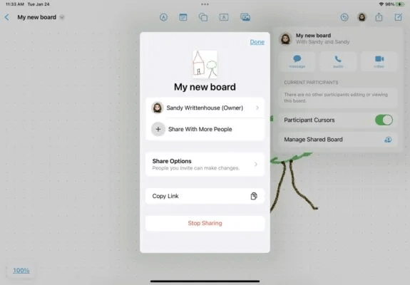 Freeform-iPad-Manage-Shared-Board-Settings-575x400.jpg كيفية استخدام تطبيق Apple Freeform على iPhone و iPad و Mac