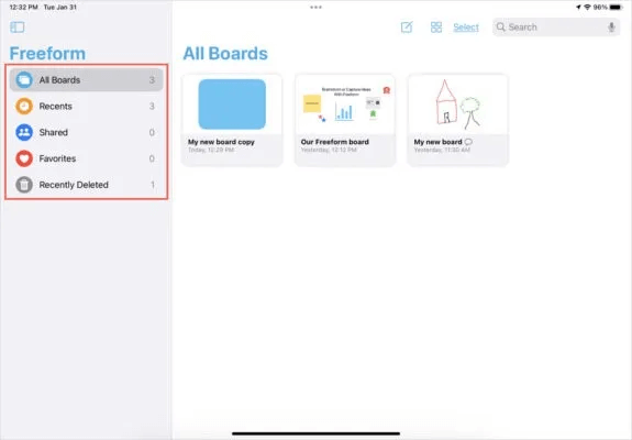 Freeform-iPad-Multiple-Boards-575x400.jpg كيفية استخدام تطبيق Apple Freeform على iPhone و iPad و Mac