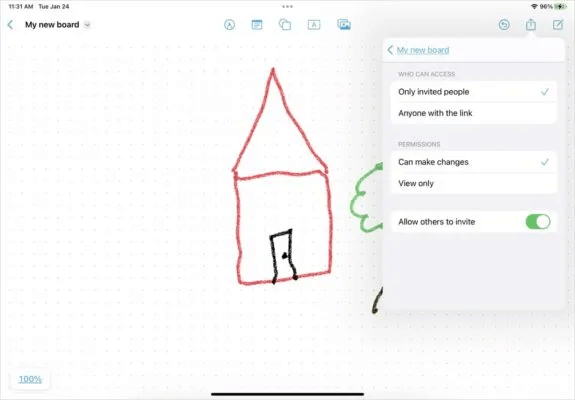 Freeform-iPad-Share-Access-Permissions-575x400.jpg كيفية استخدام تطبيق Apple Freeform على iPhone و iPad و Mac