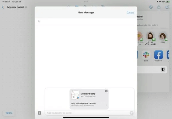 Freeform-iPad-Share-Messages-575x400.jpg كيفية استخدام تطبيق Apple Freeform على iPhone و iPad و Mac