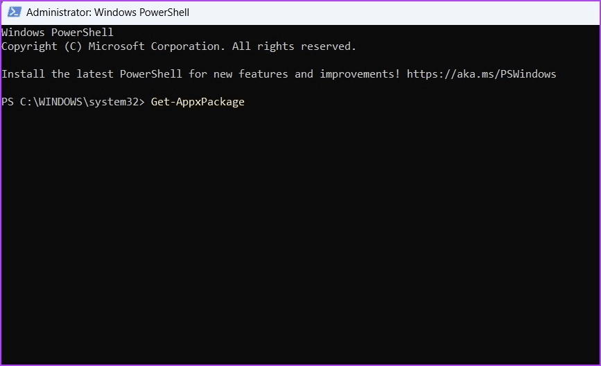 Get-AppxPackage-command 5 طرق سريعة لإلغاء تثبيت البرامج على Windows 11