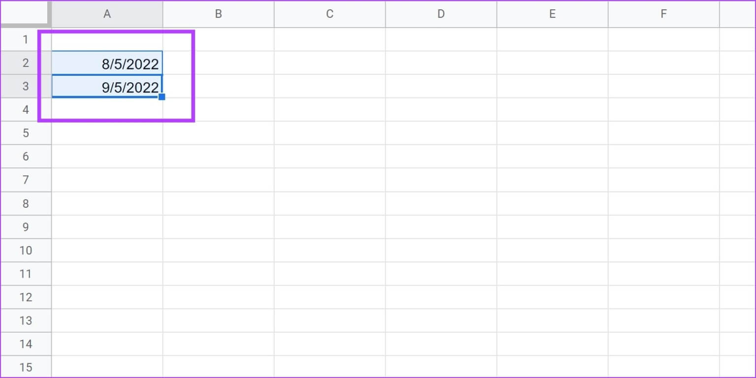 Highlight-and-Click-on-Corner-to-drag-it-for-months-1536x768-1 3 طرق سهلة لإضافة التواريخ تلقائيًا في Google Sheets