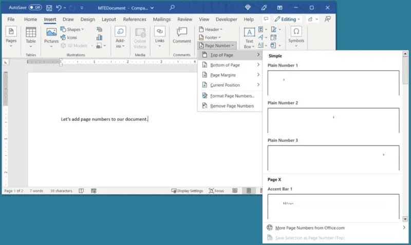 Insert-Page-Number-Position-Windows-800x478.jpg كيفية إضافة وتنسيق أرقام الصفحات في Word