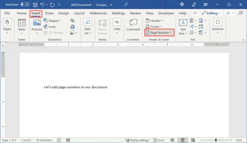 Insert-Page-Number-Word-Windows-800x463.jpg كيفية إضافة وتنسيق أرقام الصفحات في Word