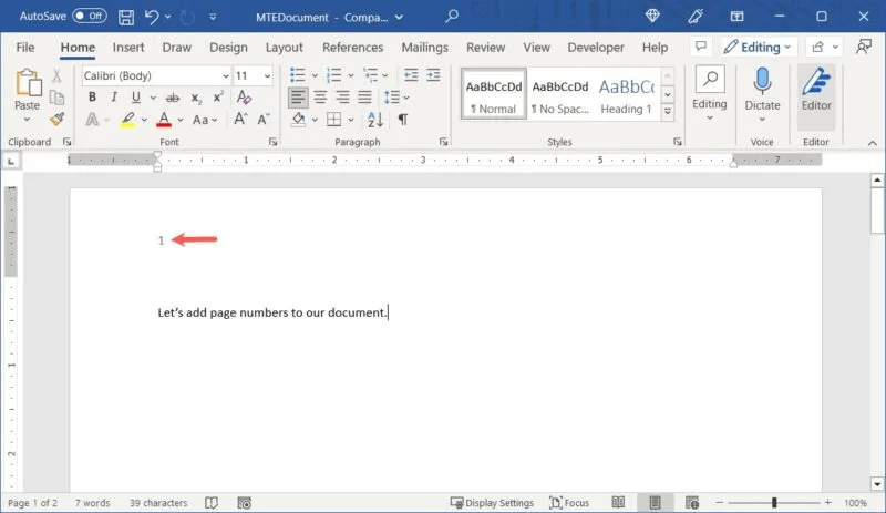 Inserted-Page-Number-Word-Windows-800x463.jpg كيفية إضافة وتنسيق أرقام الصفحات في Word