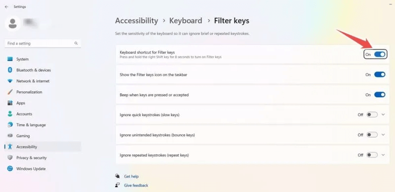 Laptop-Keyboard-Not-Working-Turn-Off-Filter-Keys-800x389.jpeg لوحة مفاتيح الكمبيوتر المحمول لا تعمل؟ جرب هذه الإصلاحات