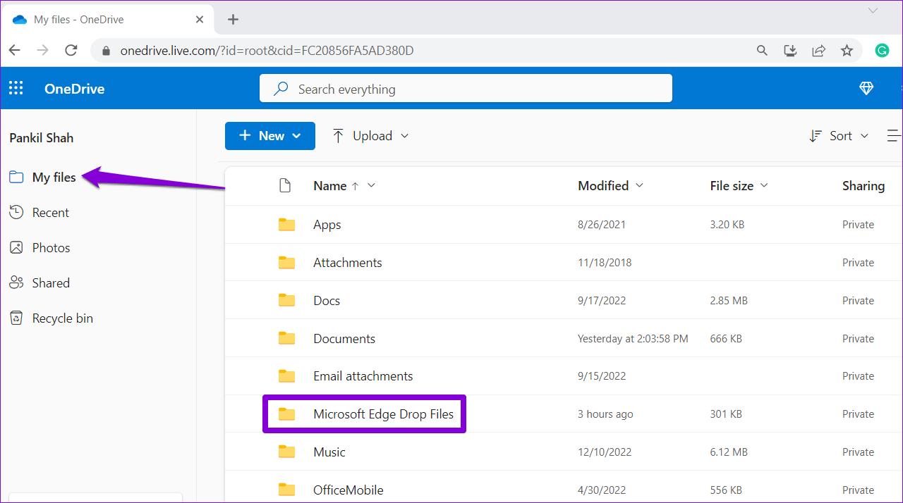 Microsoft-Edge-Drop-Files-in-OneDrive كيفية استخدام ميزة Drop على Microsoft Edge لمشاركة الملفات بين الأجهزة