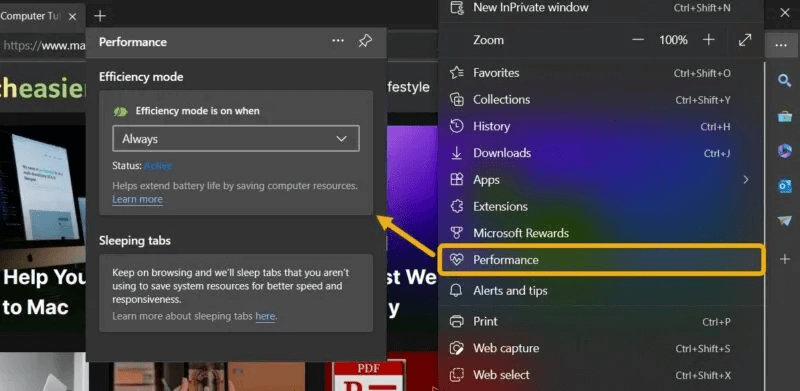 Microsoft-Edge-Performance-Popup-800x391.jpg ما هو وضع الكفاءة في Windows 11 وكيفية تمكينه