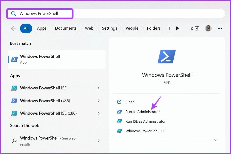 PowerShell-in-Start-menu 5 طرق سريعة لإلغاء تثبيت البرامج على Windows 11