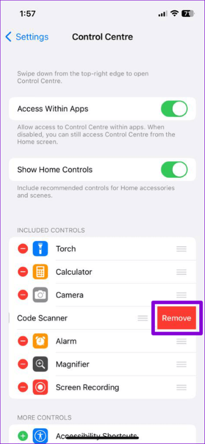 Remove-Items-From-Control-Center-on-iPhone-474x1024-1 أفضل 7 طرق لإصلاح عدم عمل مركز التحكم على iPhone
