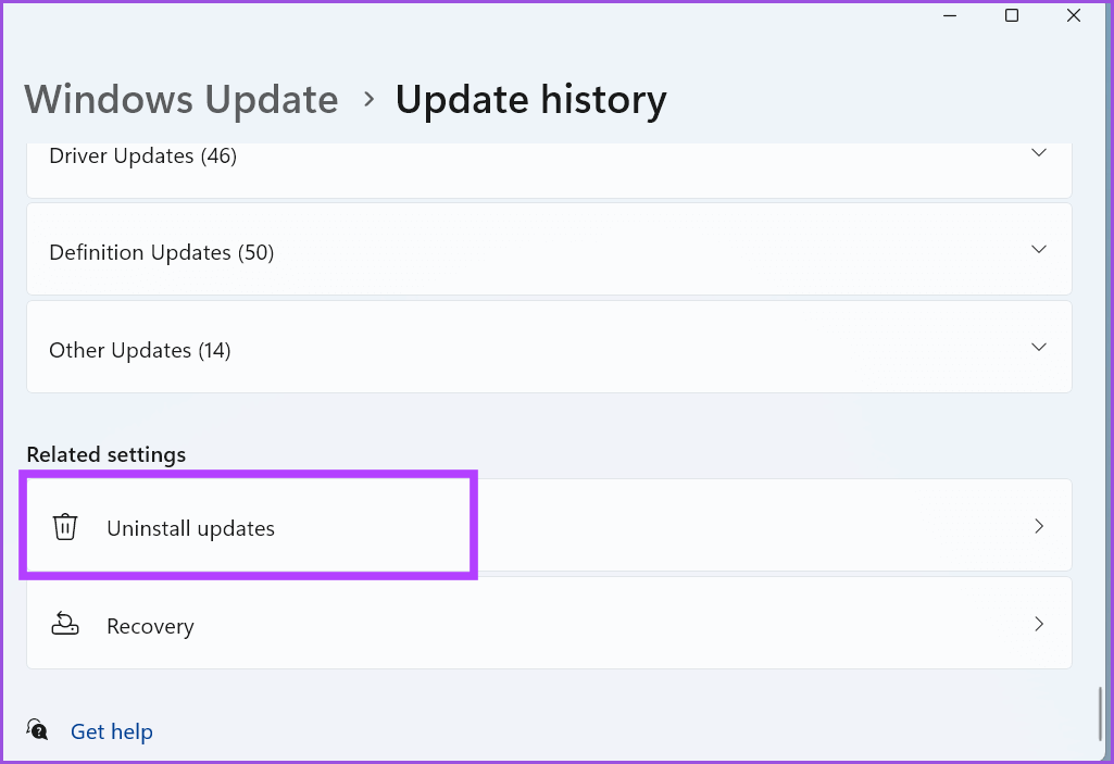Rollback-Windows-update-4 أفضل 7 طرق لإصلاح عدم عمل نظام Windows الفرعي لـ Android على Windows 11