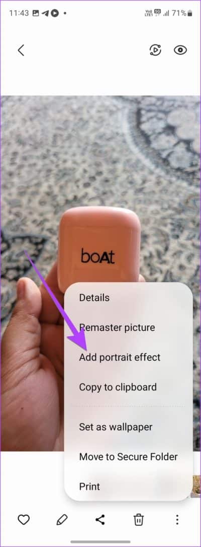 Samsung-Gallery-Add-Portrait-Effect-e1679608613388 4 طرق لطمس الخلفية أو جزء من صورة على هواتف Samsung Galaxy