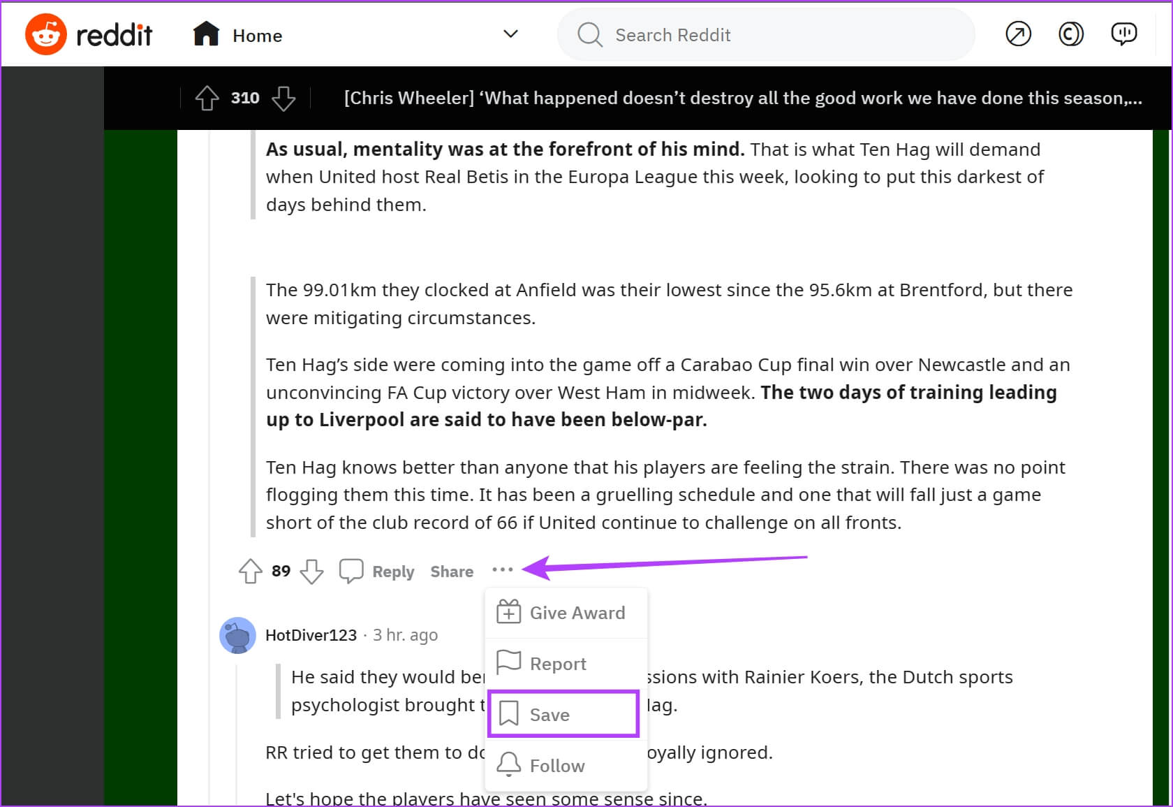 Save-Comment-Web كيفية مشاهدة المنشورات والتعليقات المحفوظة على Reddit (الكمبيوتر الشخصي والجوال)
