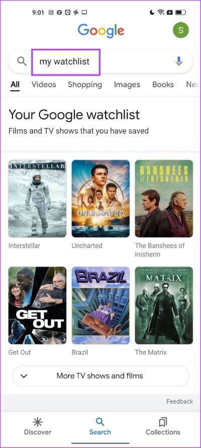 Search-for-My-Watchlist كيفية إضافة الأفلام والعروض إلى قائمة Google Watchlist