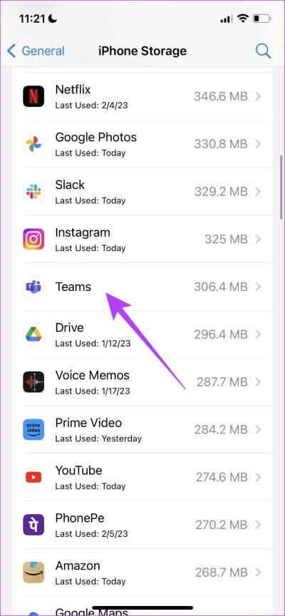 Select-Teams-iPhone كيفية مسح ذاكرة التخزين المؤقت لـ Microsoft Teams على Windows و Mac و iPhone و Android