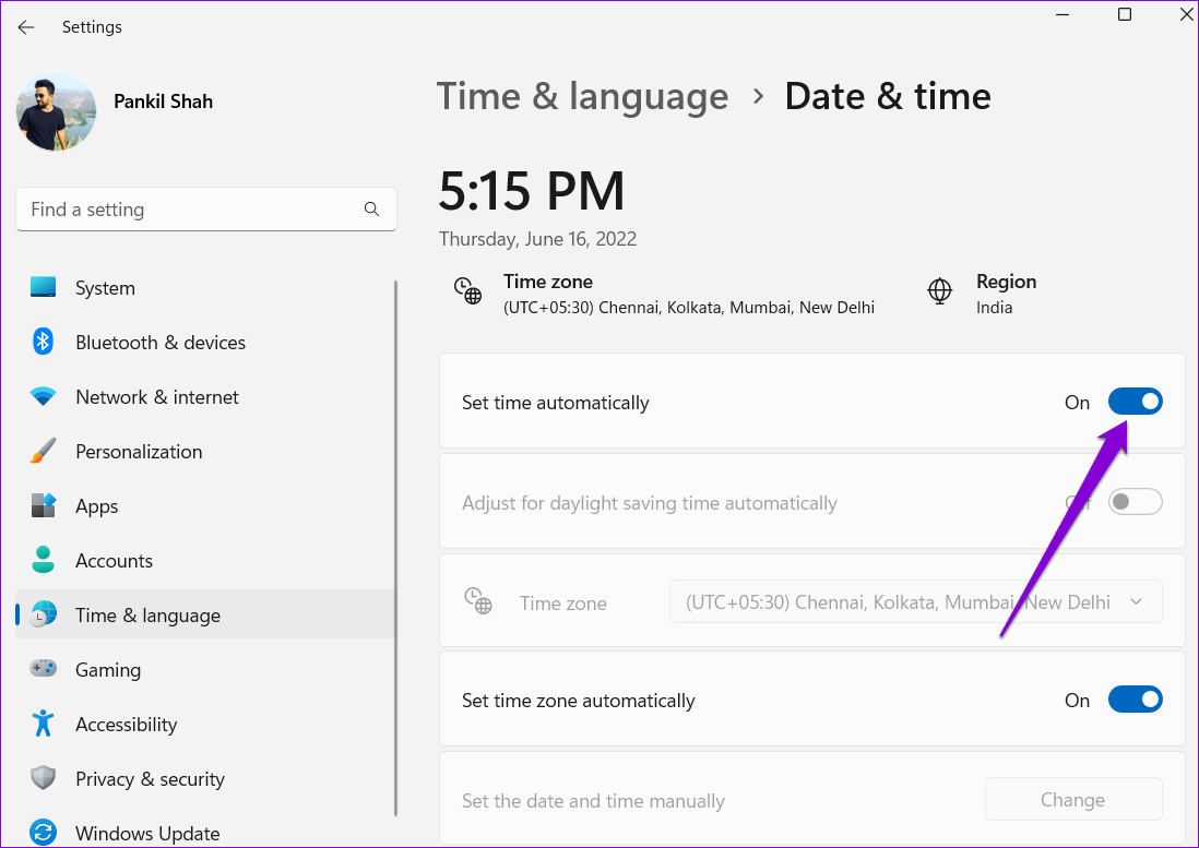 Set-Date-and-Time-Automatically-on-Windows-2 أفضل 7 طرق لإصلاح عدم عمل بحث Discord على Windows