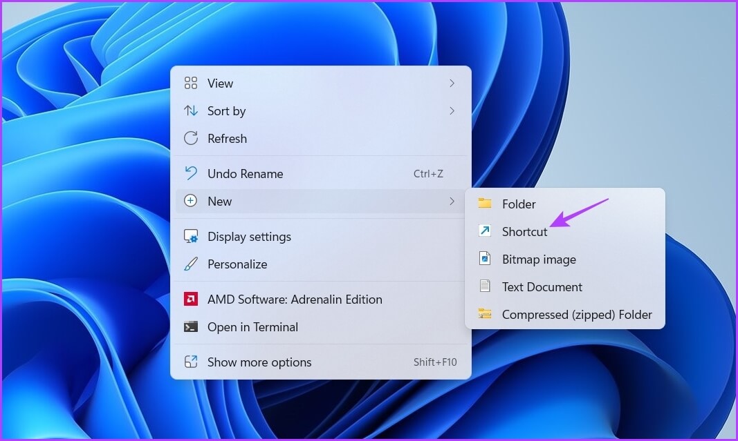 Shortcut-option 7 طرق سريعة للوصول إلى لوحة التحكم على Windows 11