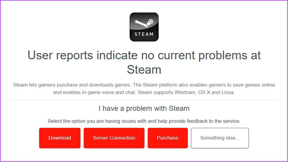 Steam-Server-Status أفضل 7 طرق لإصلاح مشكلة الشاشة السوداء في مكتبة Steam على Windows 11