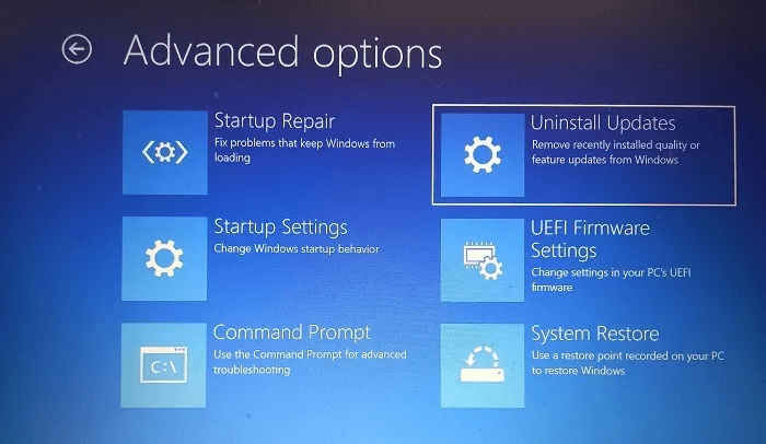 System-Cannot-Find-the-Path-Specified-Advanced-Startup-Uninstall-Updates.jpg كيفية إصلاح شاشة الموت السوداء في Windows