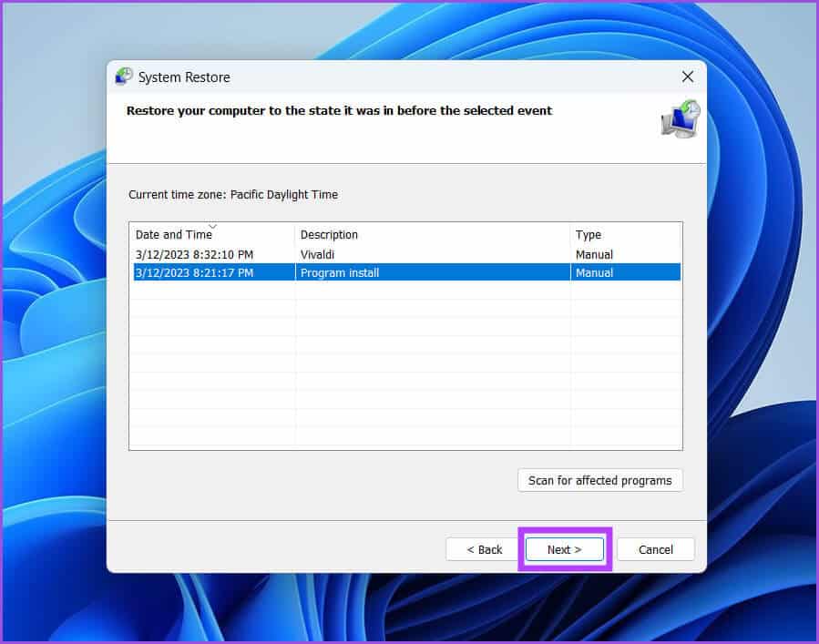 System-Restore-5 أفضل 8 إصلاحات لعدم فتح الأداة المساعدة MSINFO32 في Windows 11
