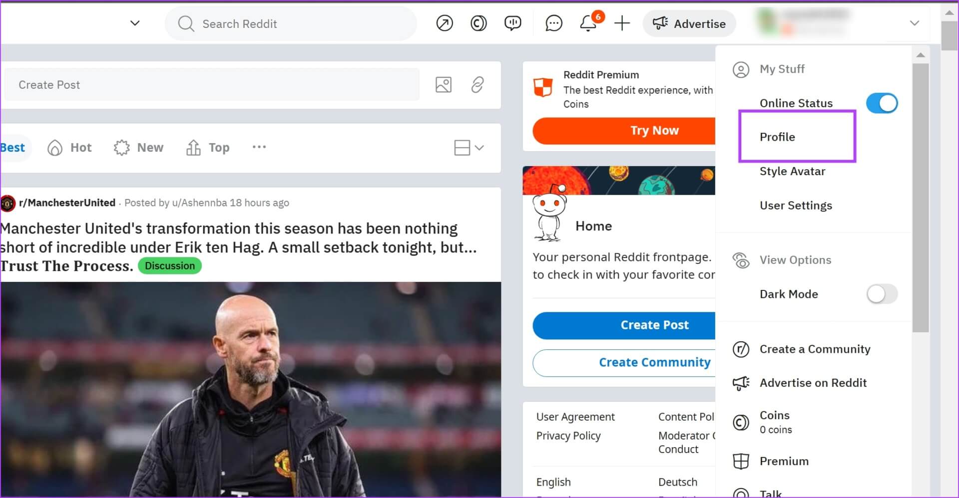 Tap-on-Profile-12 كيفية مشاهدة المنشورات والتعليقات المحفوظة على Reddit (الكمبيوتر الشخصي والجوال)