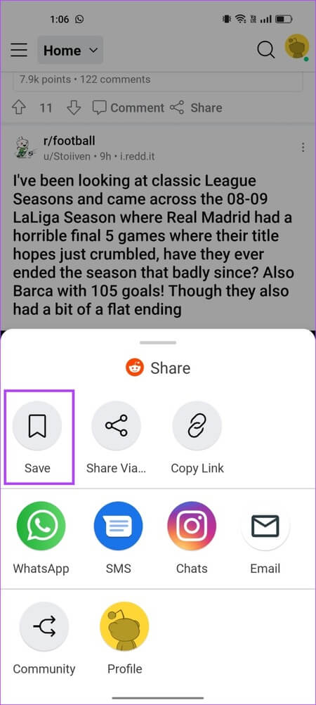 Tap-on-Save-Post كيفية مشاهدة المنشورات والتعليقات المحفوظة على Reddit (الكمبيوتر الشخصي والجوال)