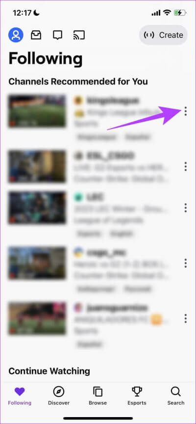 Tap-on-Three-Dots-next-to-stream 5 طرق لحظر شخص ما على تطبيق Twitch لأجهزة iPhone و Android