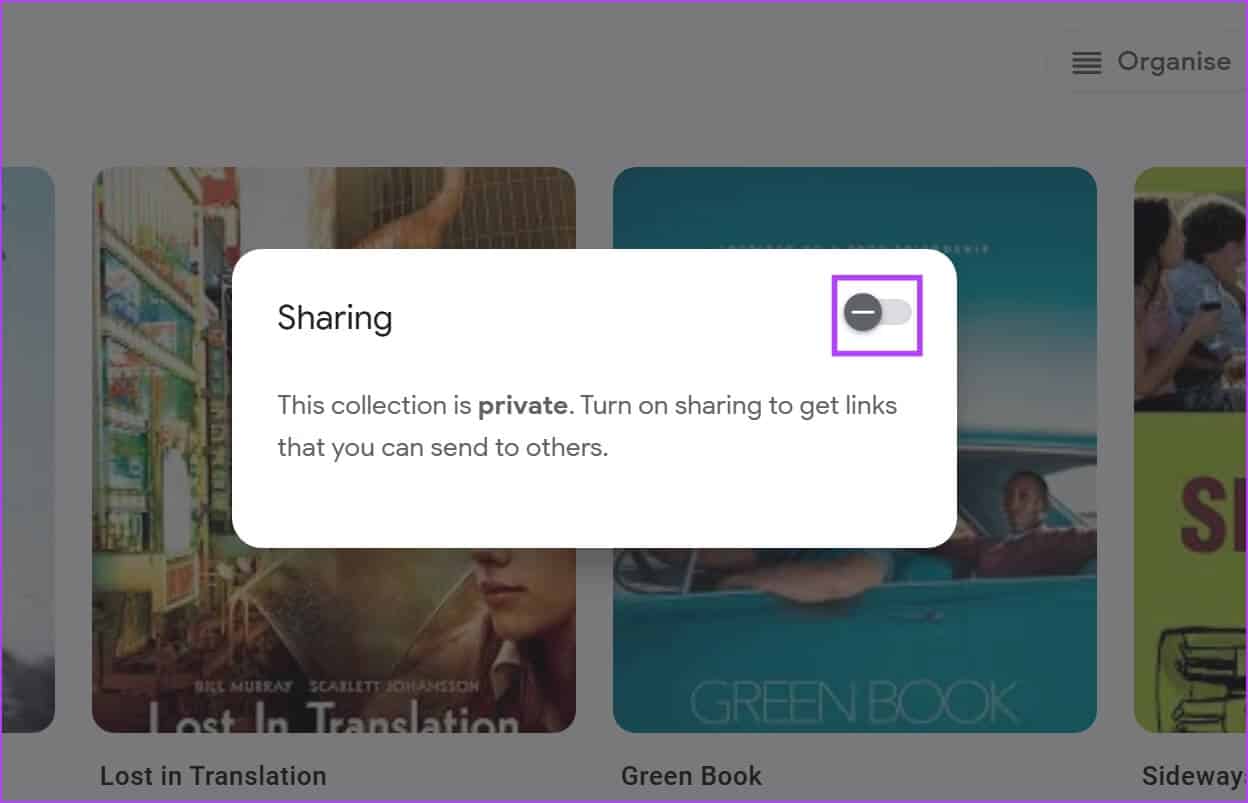 Turn-on-Toggle-for-Sharing كيفية إضافة الأفلام والعروض إلى قائمة Google Watchlist