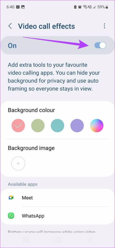 Turn-on-Toggle-for-Video-Call-Effects كيفية طمس الخلفية في مكالمات فيديو WhatsApp على iPhone و Android