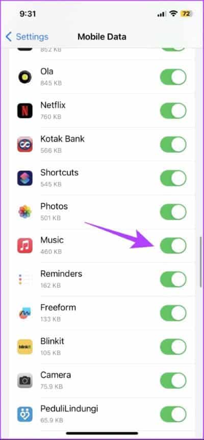 Turn-on-toggle-for-music-475x1024-1 8 طرق لإصلاح عدم عمل بحث Apple Music على iPhone