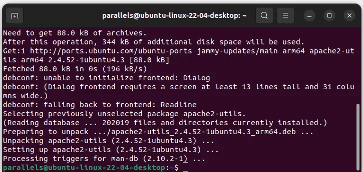 Ubuntu-Set-Up-Subversion-apache2-utils-installation-complete-e1676423467171.png كيفية إعداد التحكم في إصدار Subversion في Ubuntu