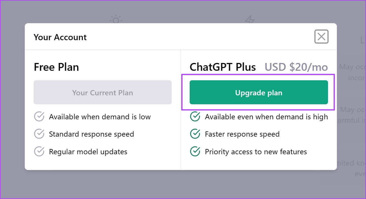 Upgrade-Plan 8 طرق لإصلاح خطأ "ChatGPT Is at Capacity Right Now"