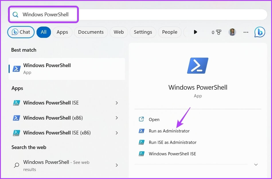 Windows-PowerShell-5 7 طرق سريعة لفتح إدارة بيانات الاعتماد في Windows 11
