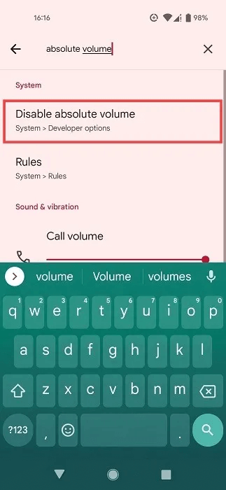 absolute-bluetooth-volume-search-developer-mode.jpg مشاكل الصوت على Android؟ قم بتعطيل صوت Bluetooth المطلق لإصلاحه