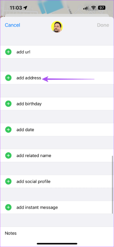 add-address-contact-card-apple-maps-iphone-474x1024-1 كيفية إضافة أو تغيير عنوان المنزل في Apple Maps على iPhone