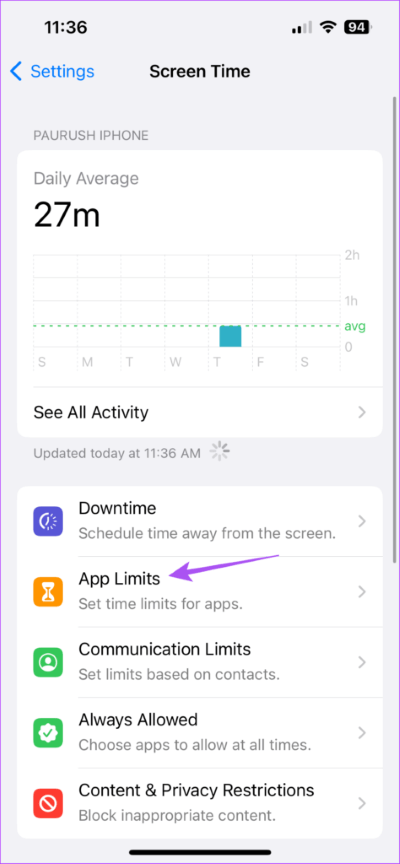 app-limits-screen-time-iphone-474x1024-1 كيفية تعيين حدود التطبيقات على iPhone و iPad و Mac