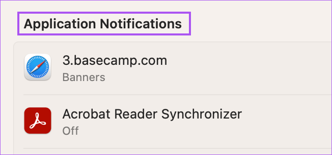 app-notification-settings-mac أفضل 7 إصلاحات لعدم عمل صوت تنبيه Safari على Mac