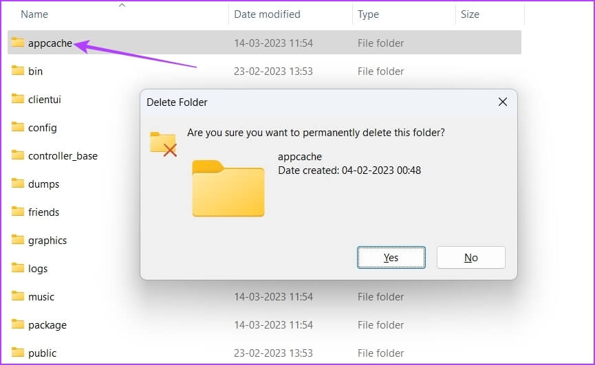 appcache-folder أفضل 7 طرق لإصلاح مشكلة الشاشة السوداء في مكتبة Steam على Windows 11