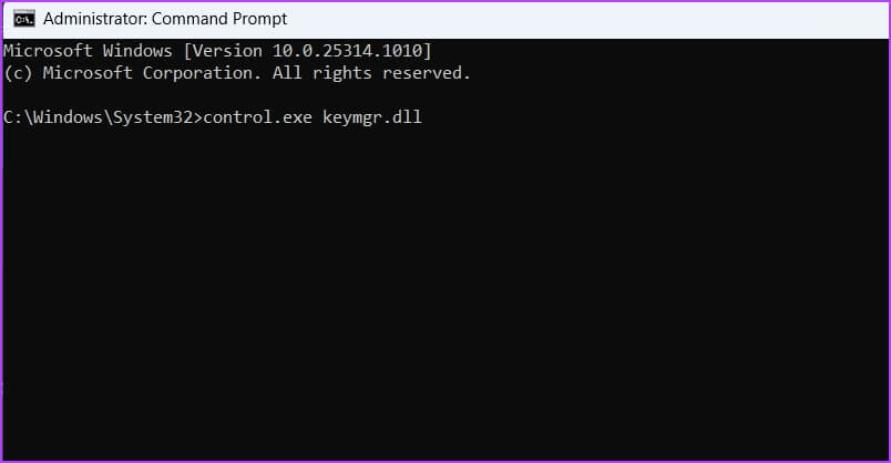 control.exe-keymgr.dll-command-in-CMD 7 طرق سريعة لفتح إدارة بيانات الاعتماد في Windows 11
