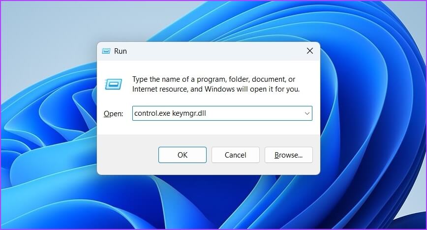 control.exe-keymgr.dll-command-in-Run-Tool 7 طرق سريعة لفتح إدارة بيانات الاعتماد في Windows 11