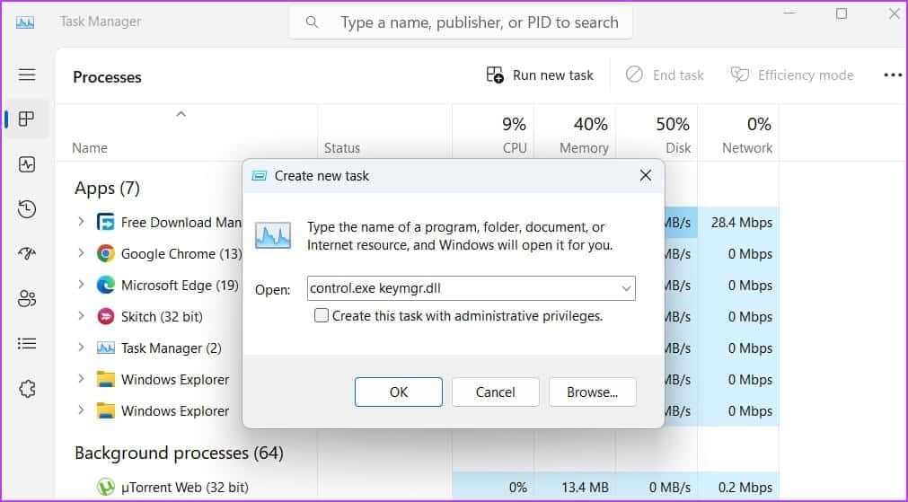 control.exe-keymgr.dll-command 7 طرق سريعة لفتح إدارة بيانات الاعتماد في Windows 11
