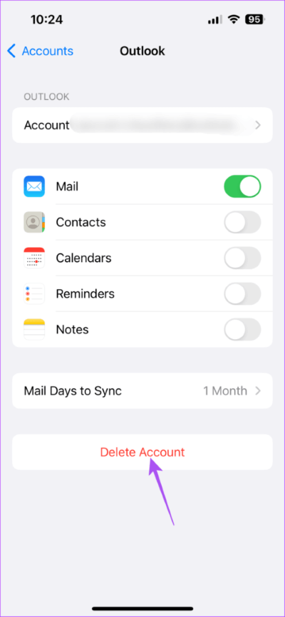 delete-outlook-account-iphone-474x1024-1 أفضل 8 إصلاحات لعدم تزامن تطبيق Calendar مع Outlook على iPhone