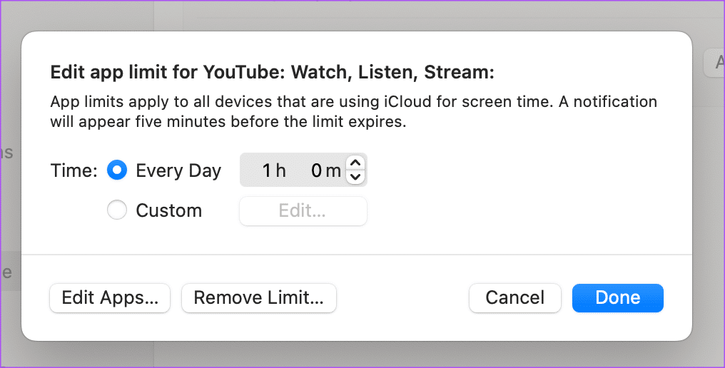 edit-or-remove-app-limit-on-mac كيفية تعيين حدود التطبيقات على iPhone و iPad و Mac