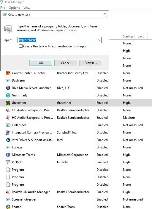 explorerEXE-restart-1.jpg كيفية إصلاح شاشة الموت السوداء في Windows